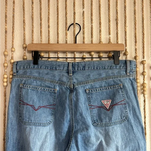 Vintage Guess Jeans Wide Leg Mid Rise Medium Wash 90s y2K Streetwear Jeans 31 - Picture 6 of 6